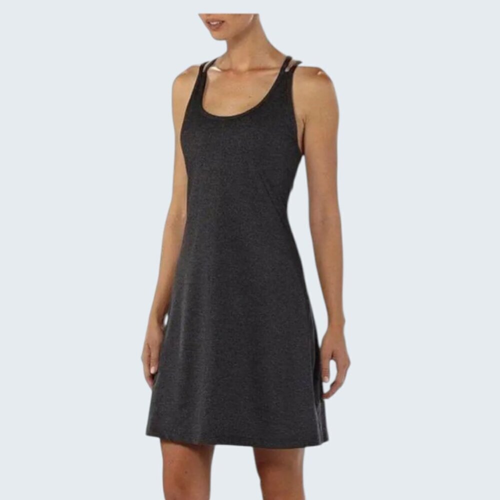 Patagonia Women Heather Grey Lattice Back Sleeveless Knee Length Dress Small EUC